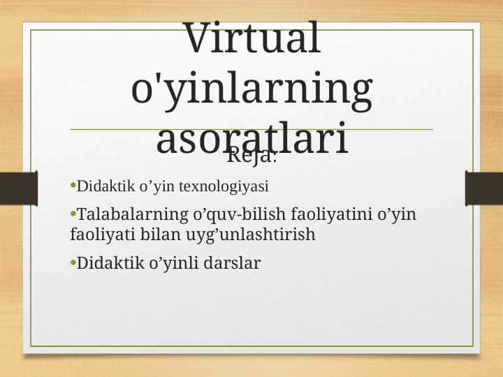 Virtual o'yinlarning asoratlari