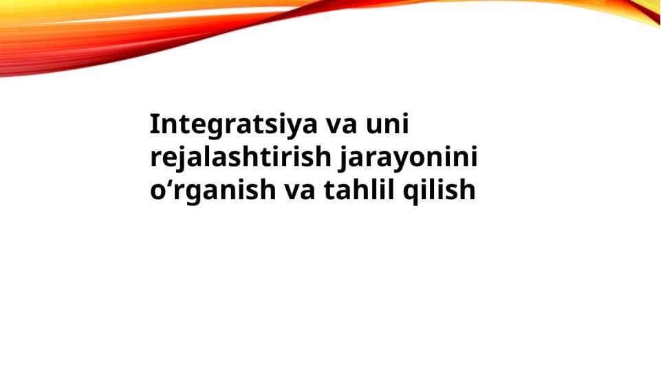 Integratsiya va uni rejalashtirish jarayonini oʻrganish va tahlil qilish