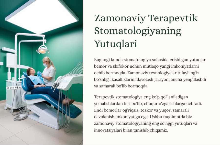 Zamonaviy terapevtik stomatologiyaning yutuqlari.