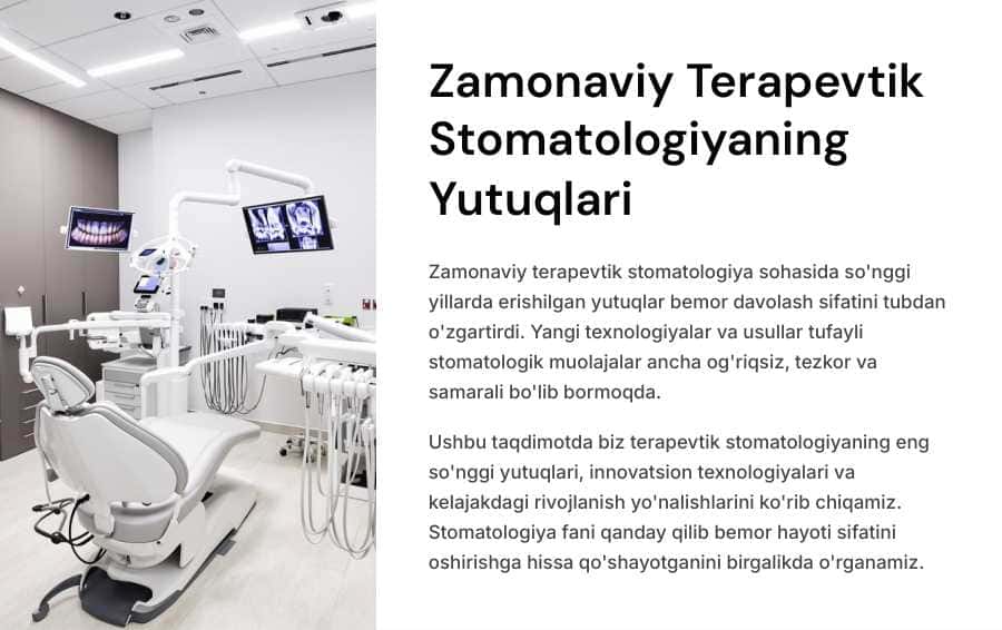 Zamonaviy terapevtik stomatologiyaning yutuqlari.