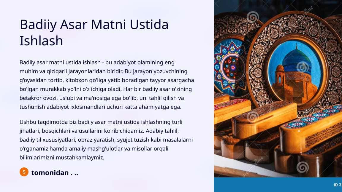 Badiiy Asar Matni Ustida Ishlash