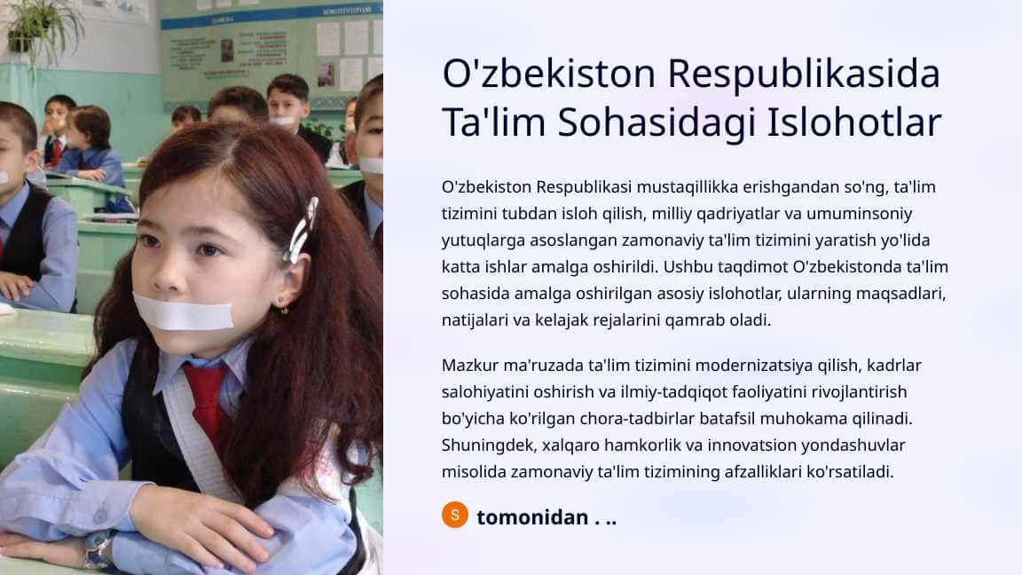 O'zbekiston Respublikasida Ta'lim Sohasidagi Islohotlar