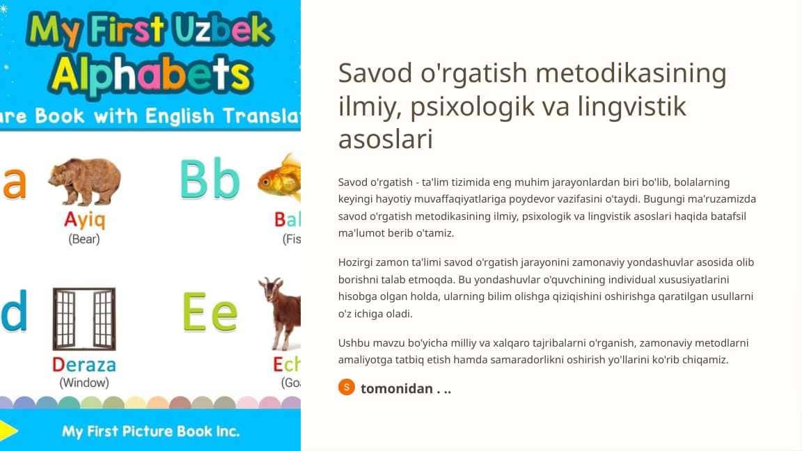 Savod o'rgatish metodikasining ilmiy, psixologik va lingvistik asoslari