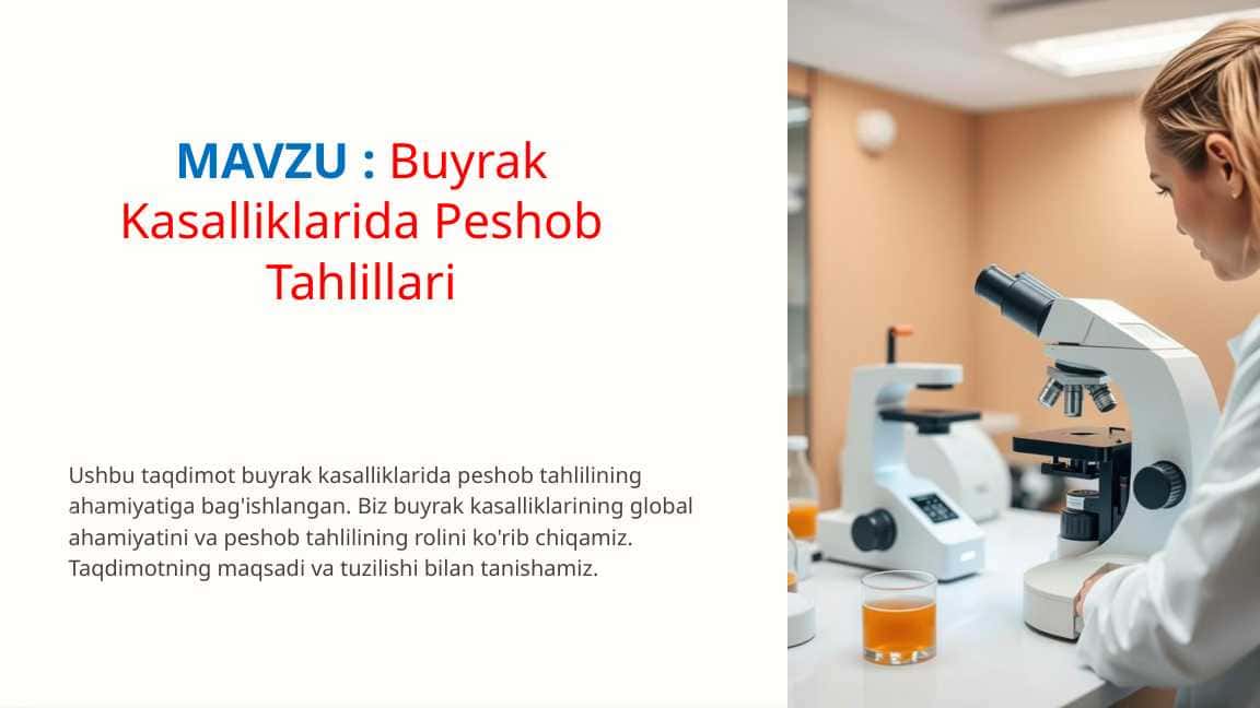 Buyrak Kasalliklarida Peshob Tahlillari