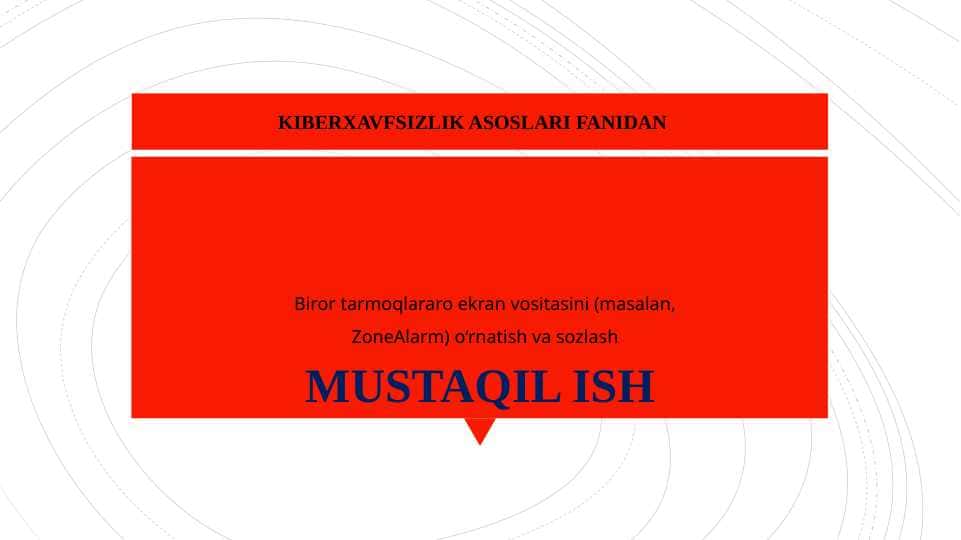 Biror tarmoqlararo ekran vositasini (masalan, ZoneAlarm) o‘rnatish va sozlash