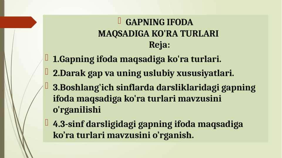 GAPNING IFOD MAQSADIGA KO'RA TURLARI