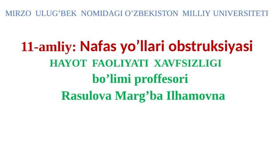 Nafas yo’llari obstruksiyasi
