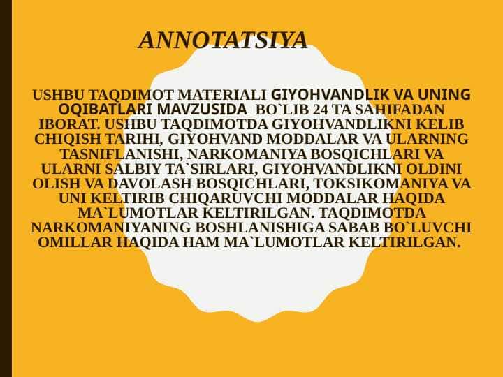 Giyoxvandlik va uning zararli oqibatlari