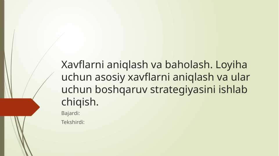 Loyihlarni boshqarish ppt