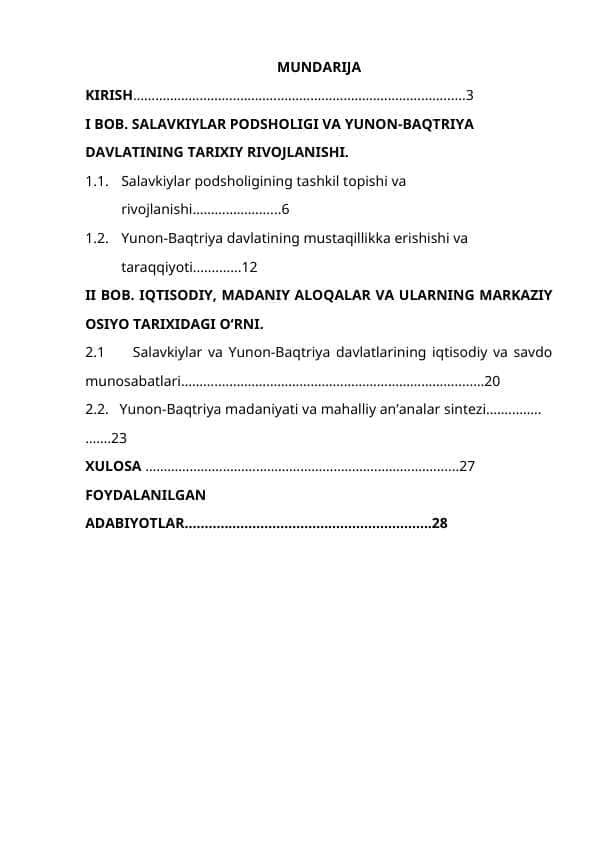 Salavkiylar podsholigi va Yunon - Baqtriya davlati