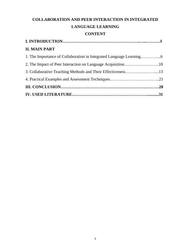 COLLABORATION AND PEER INTERACTION IN INTEGRATED LANGUAGE LEARNING