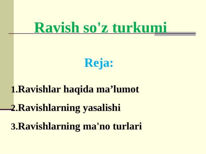 Ravish so'z turkumi