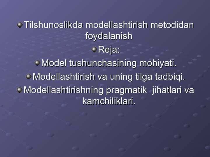 Tilshunoslikda modellashtirish metodidan foydalanish