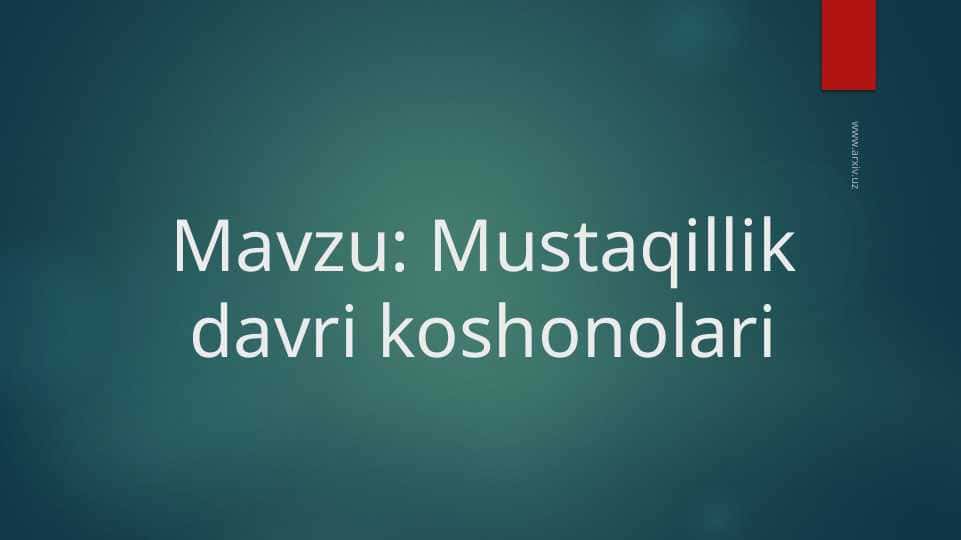 Mustaqillik davri koshonolari