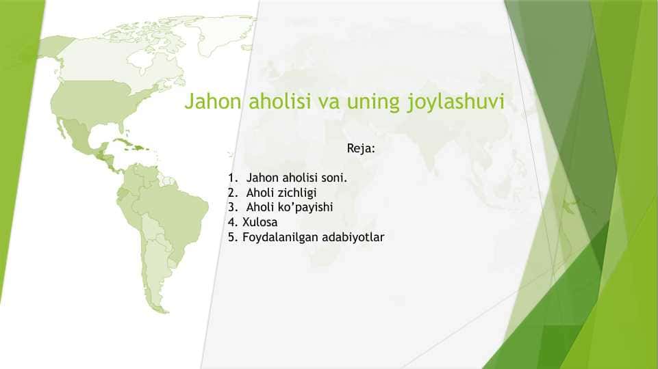 Jahon aholisi va uning joylashuvi