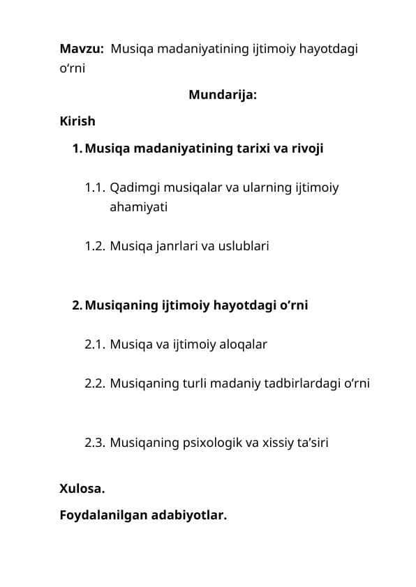 Musiqa madaniyatining ijtimoiy hayotdagi oʻrni