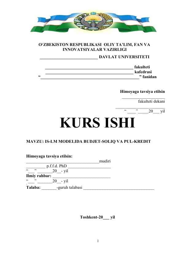 IS-LM MODELIDA BUDJET-SOLIQ VA PUL-KREDIT