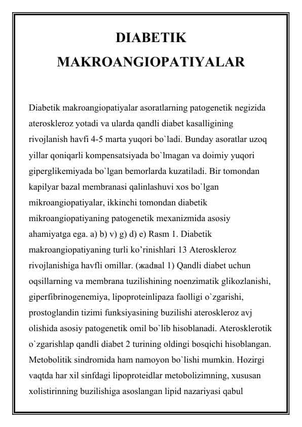 DIABETIK MAKROANGIOPATIYALAR