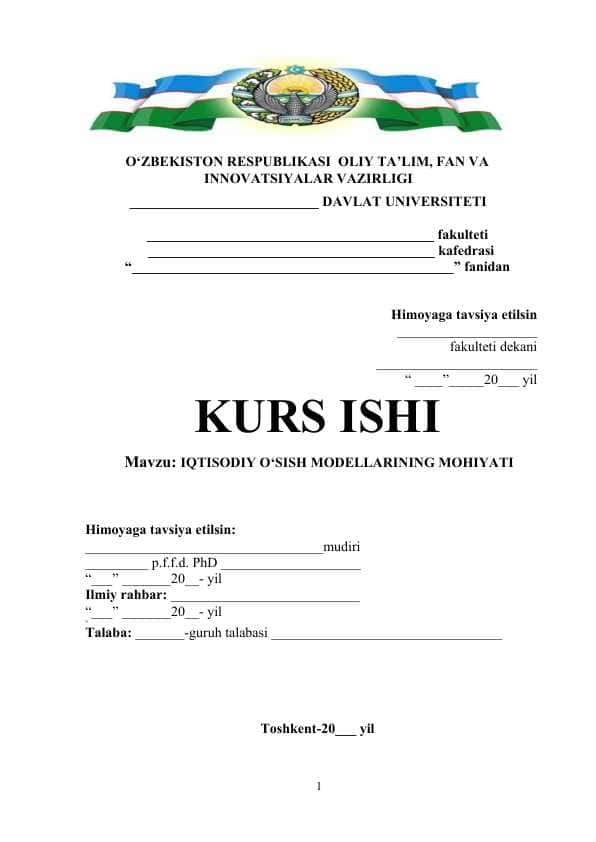 IQTISODIY O‘SISH MODELLARINING MOHIYATI