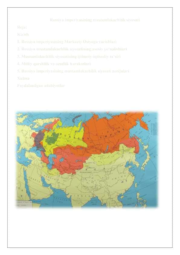 Rossiya imperiyasining mustamlakachilik siyosati 25