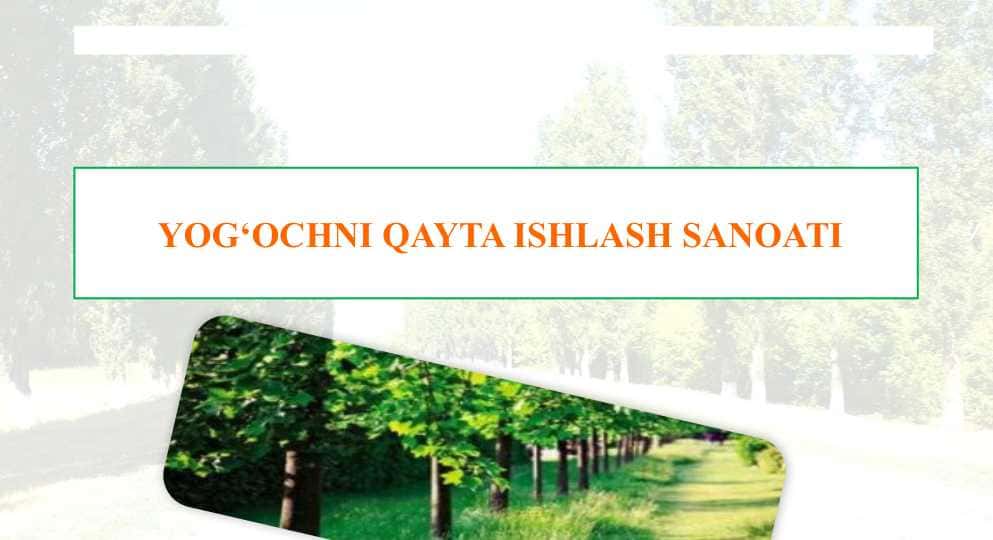 YOG‘OCHNI QAYTA ISHLASH SANOATI