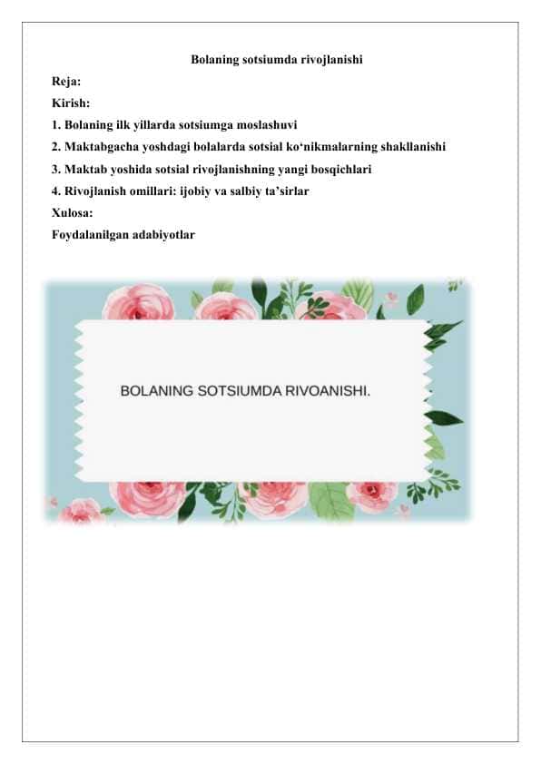 Bolaning sotsiumda rivojlanishi 25
