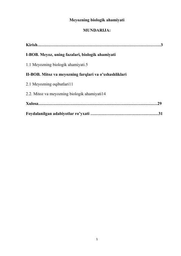 Meyozning biologik ahamiyati