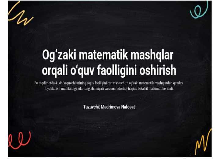OG'ZAKI MATEMATIK MASHQLAR