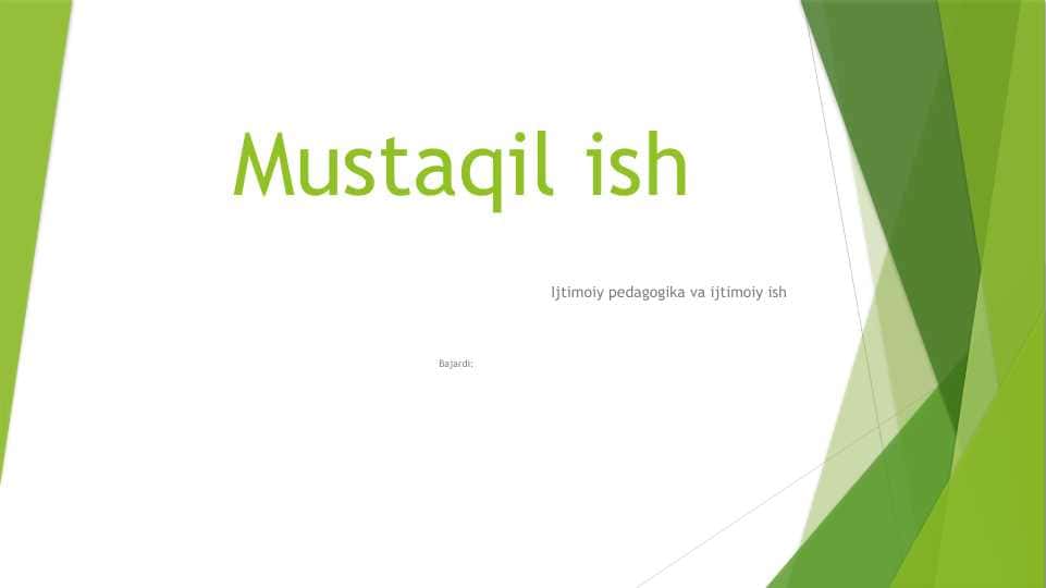 Ijtimoiy pedagogika va ijtimoiy ish
