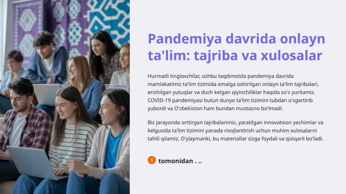 Pandemiya davrida onlayn ta'lim tajriba va xulosalar