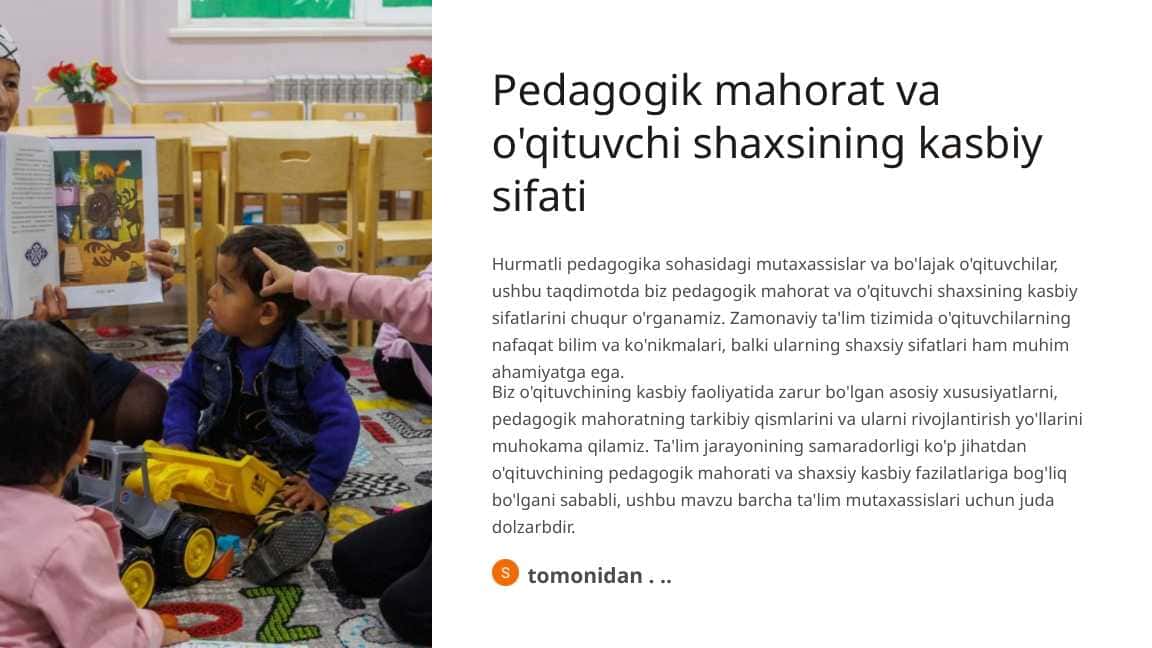 Pedagogik mahorat va o'qituvchi shaxsining kasbiy sifati