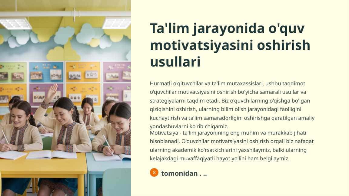 Ta'lim jarayonida o'quv motivatsiyasini oshirish usullari