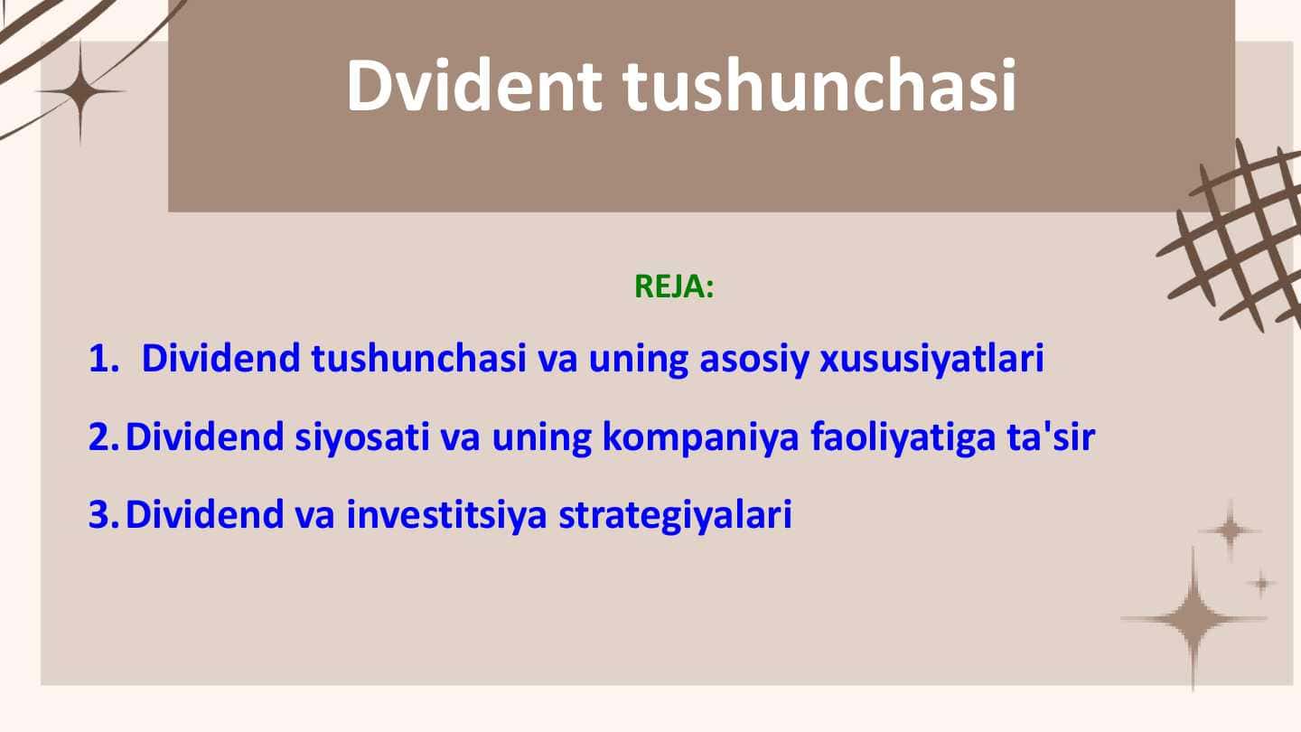 Dvident tushunchasi