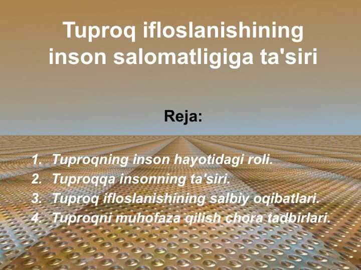 Tuproq ifloslanishining inson salomatligiga ta'siri