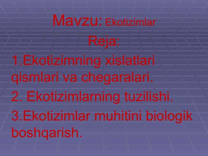 Ekotizimlar