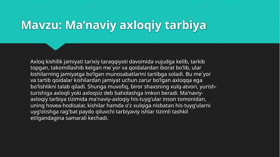 Ma’naviy axloqiy tarbiya
