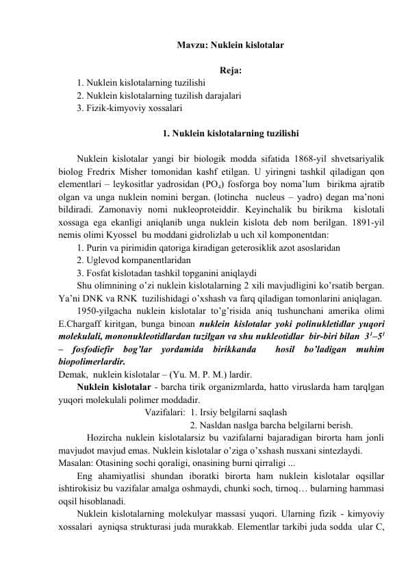 Nuklein kislotalar
