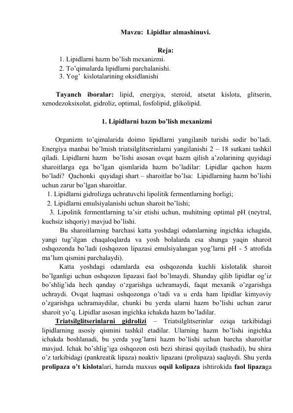 Lipidlar almashinuvi