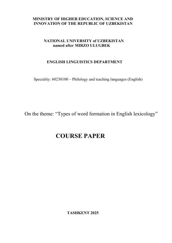 Types of word formation in English lexicology
