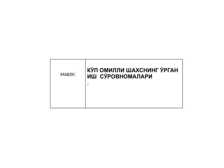 КЎП ОМИЛЛИ ШАХСНИНГ ЎРГАНИШ СЎРОВНОМАЛАРИ