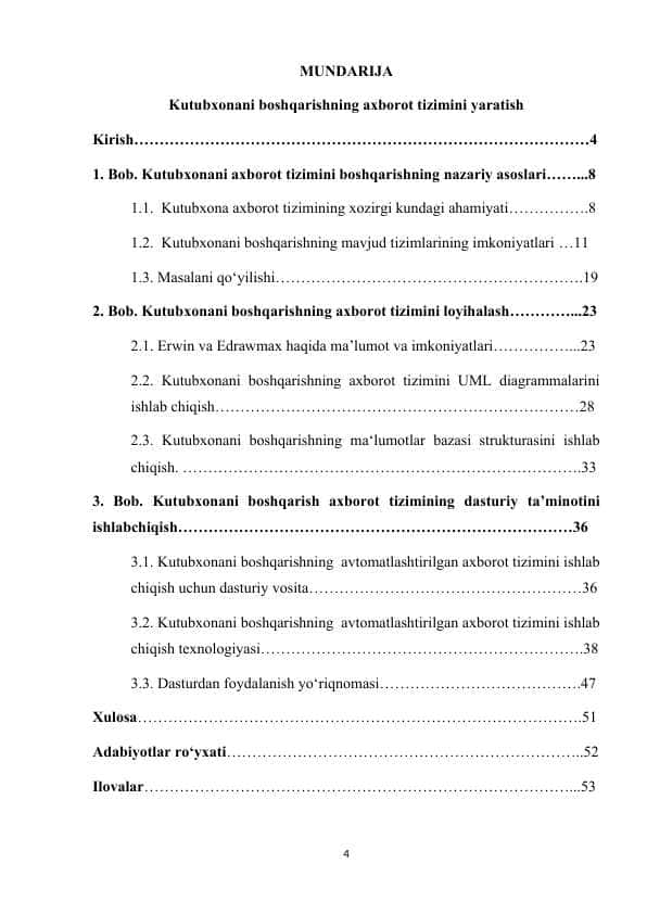 Kutubxonani boshqarishning axborot tizimini yaratish