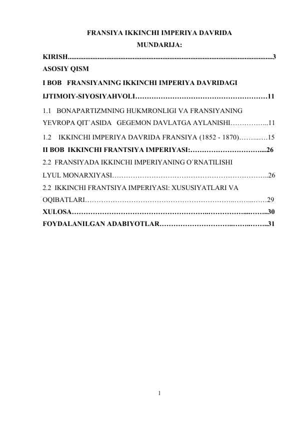 FRANSIYA IKKINCHI IMPERIYA DAVRIDA