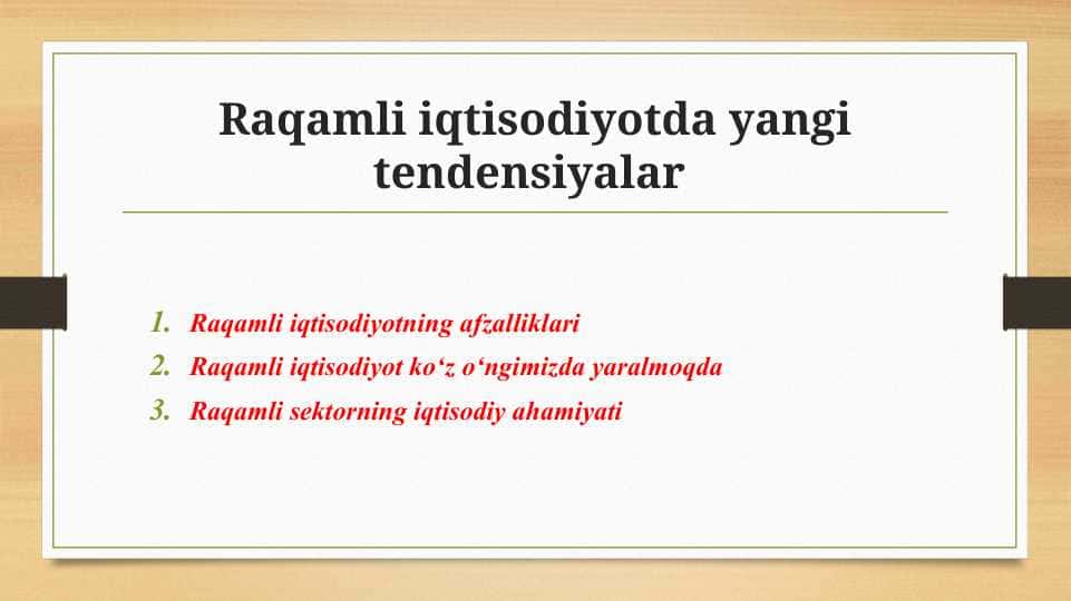 Raqamli iqtisodiyotda yangi tendensiyalar