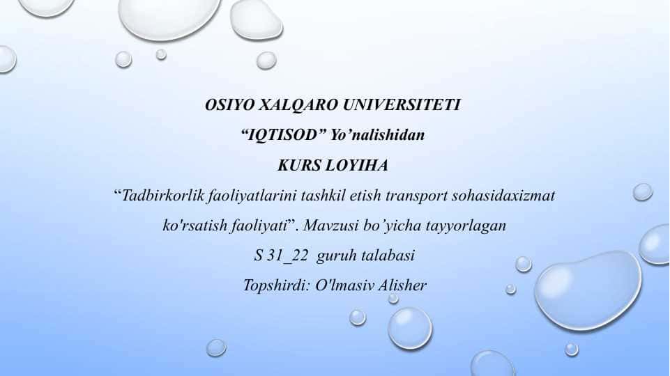 Transport xizmatlari tadbirkorligi