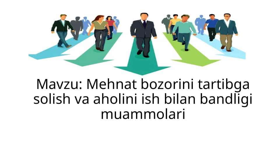 Mehnat bozorini tartibga solish va aholini ish bilan bandligi muammolari