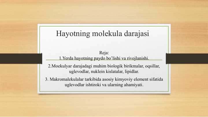 Hayotning molekula darajasi