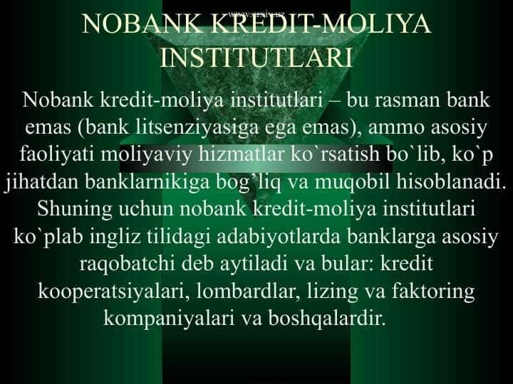 NOBANK KREDIT-MOLIYA INSTITUTLARI