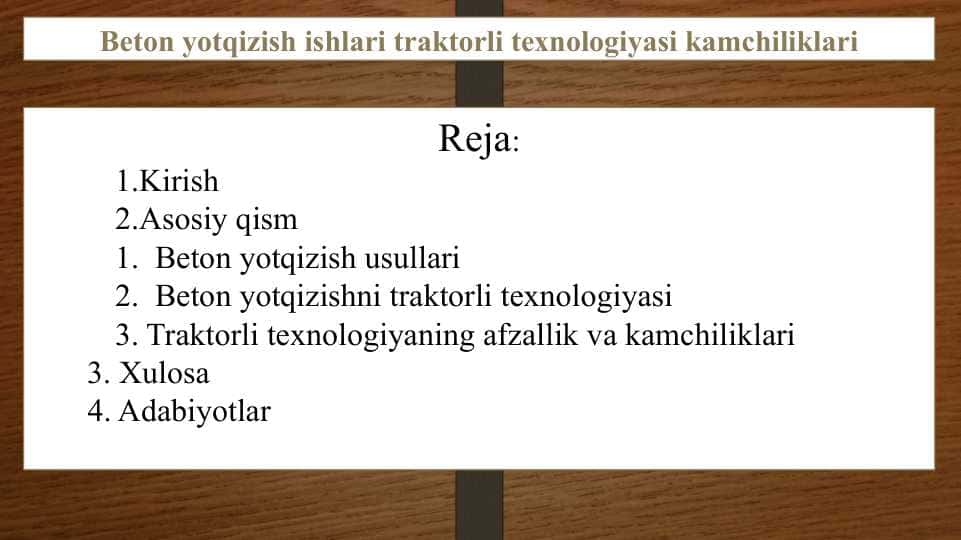 Beton yotqizish ishlari traktorli texnologiyasi kamchiliklari (3)Beton yotqizish ishlari traktorli texnologiyasi kamchiliklari (3)