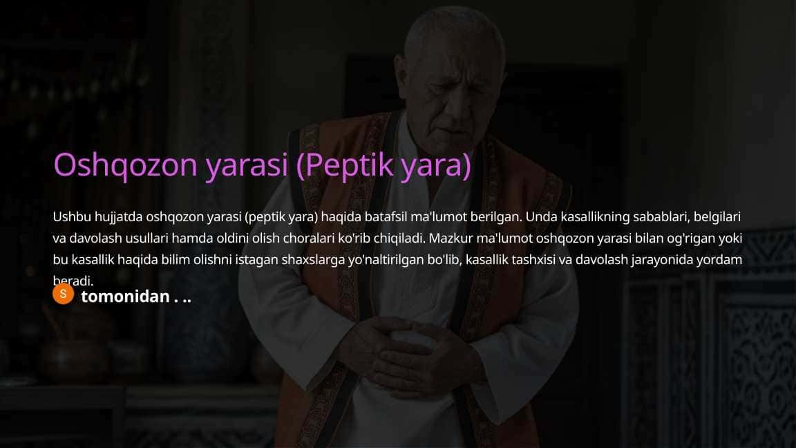 Oshqozon yarasi (Peptik yara)