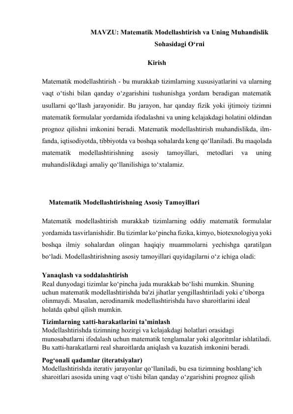 Matematik_Modellashtirish_va_Uning_Muhandislik_Sohasidagi_O‘rni